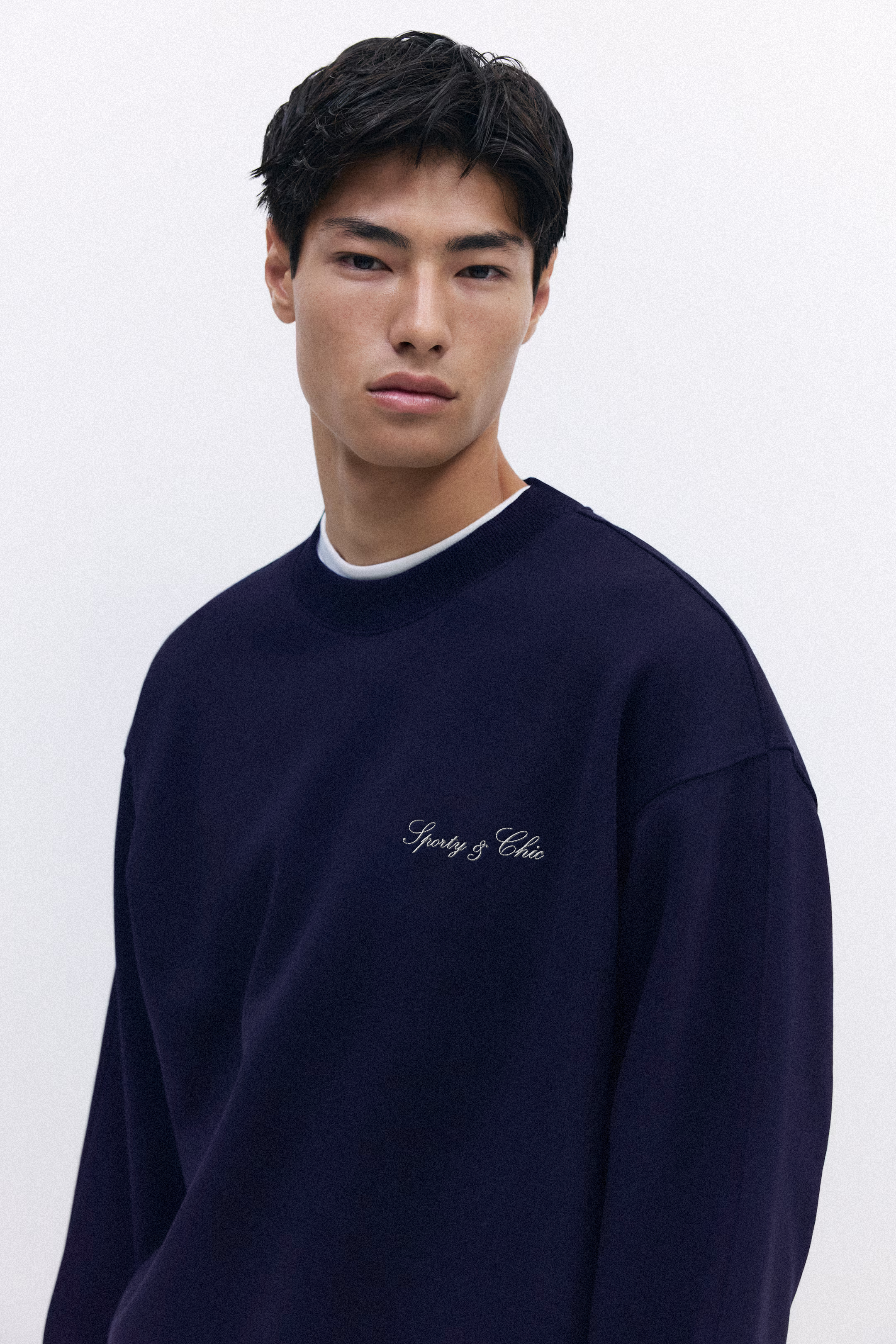 Signature Logo Embroidered Crewneck - Navy