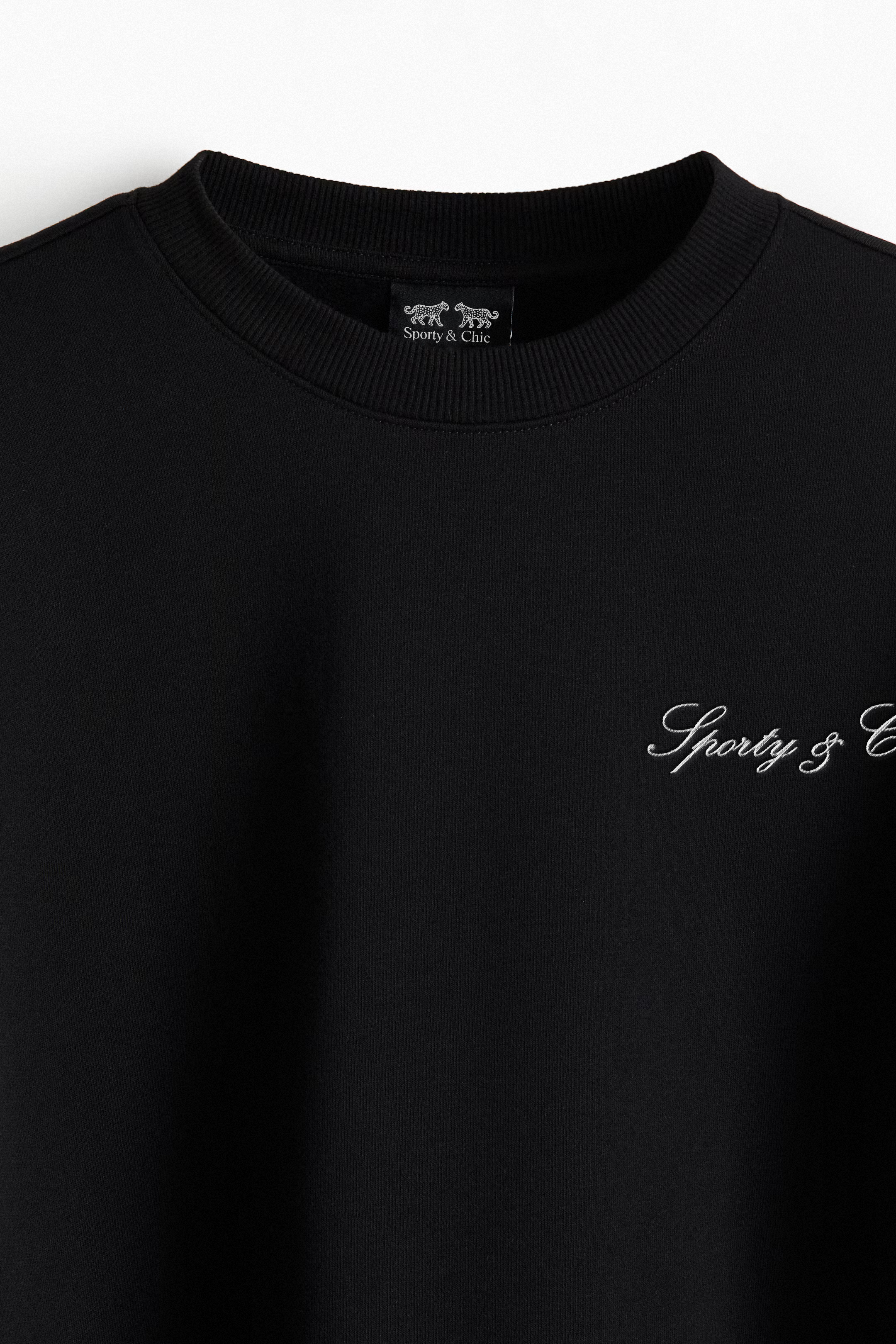 Signature Logo Embroidered Crewneck - Black
