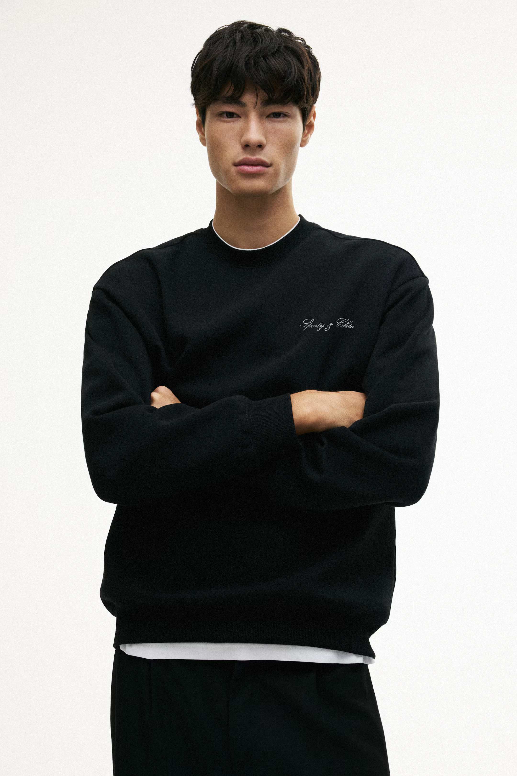 Signature Logo Embroidered Crewneck - Black