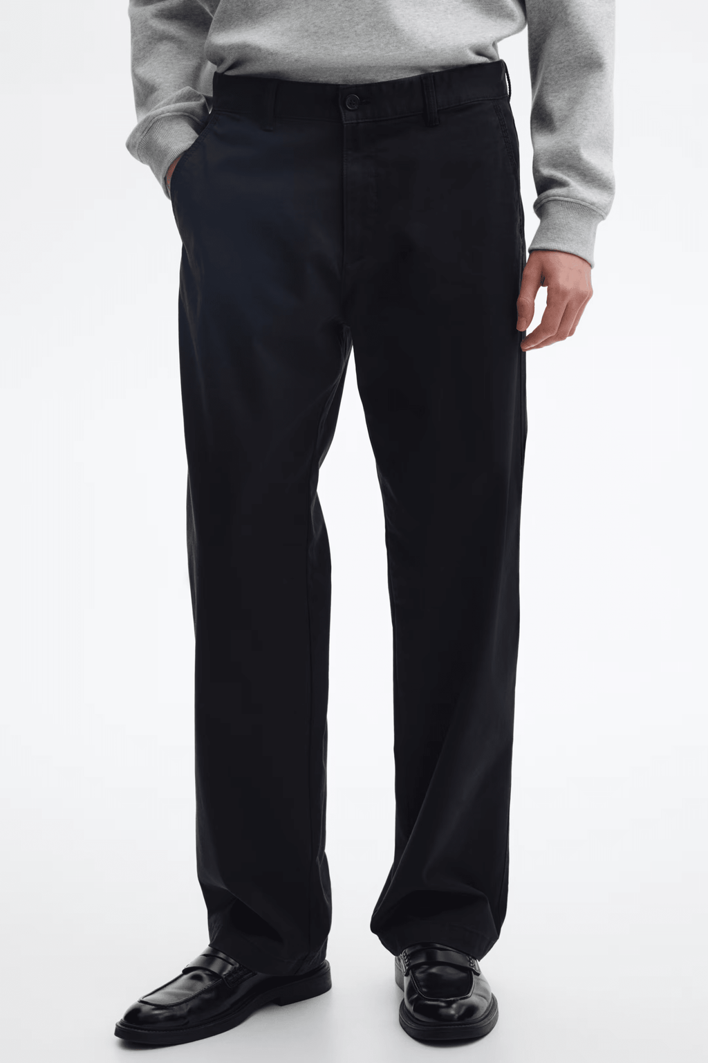 S&C Medium Weight Cotton Chinos Pants- Black