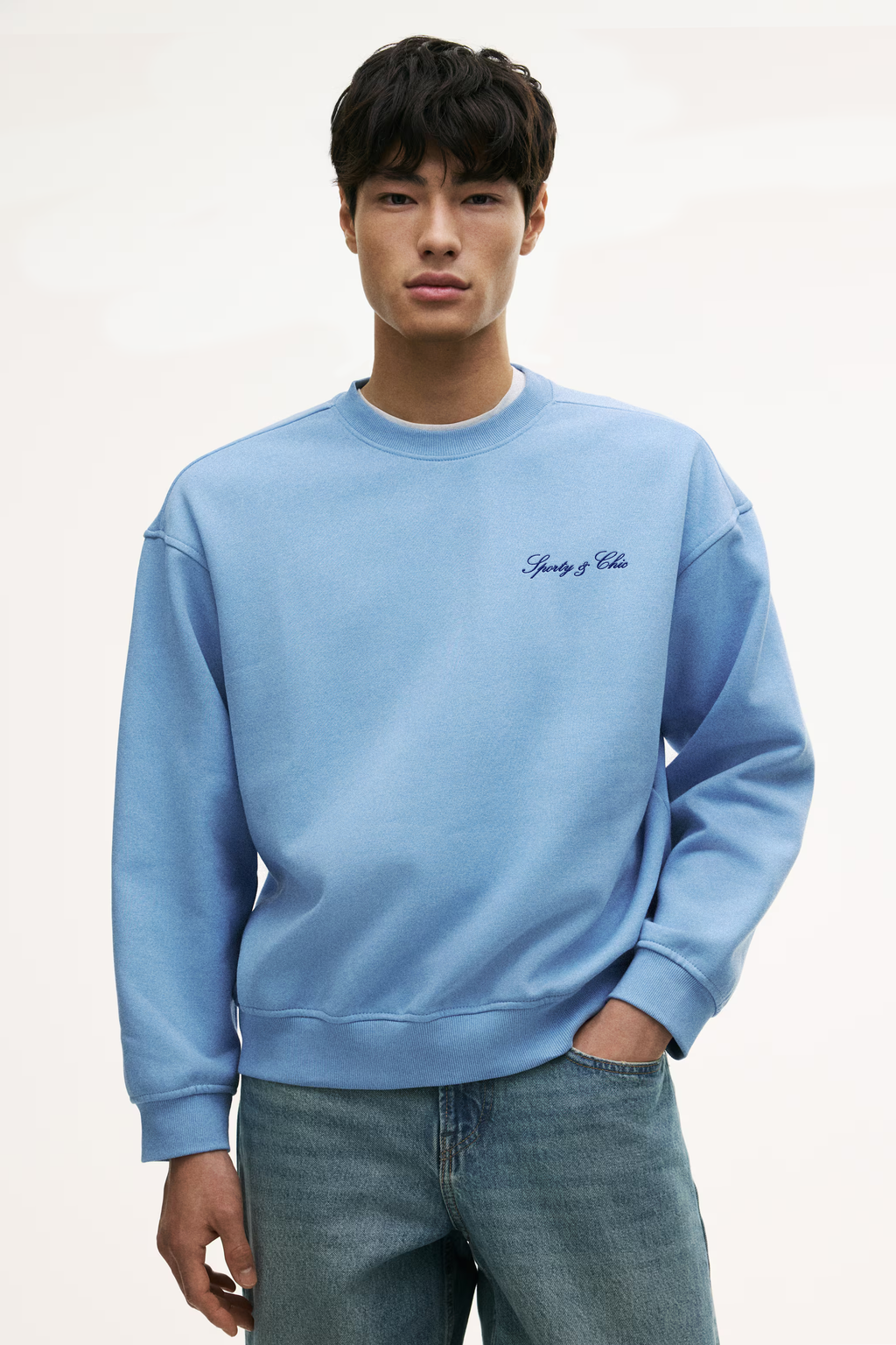 Signature Logo Embroidered Crewneck - Blue
