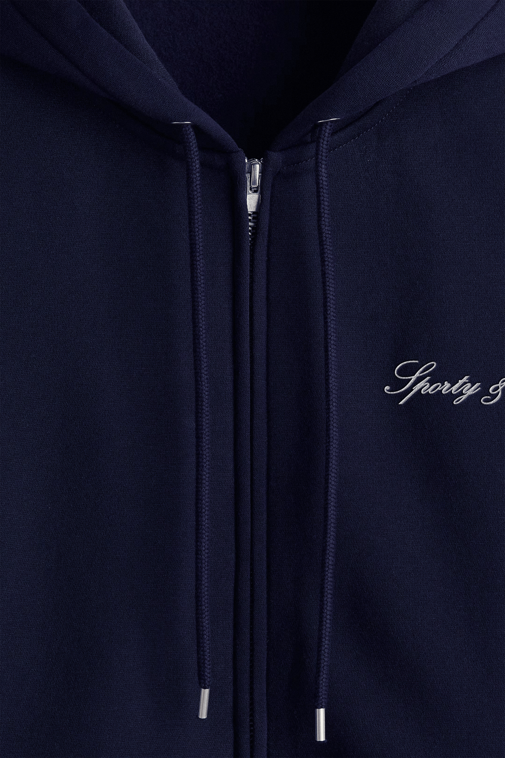 Signature Logo Embroidered Zip Hoodie - Navy