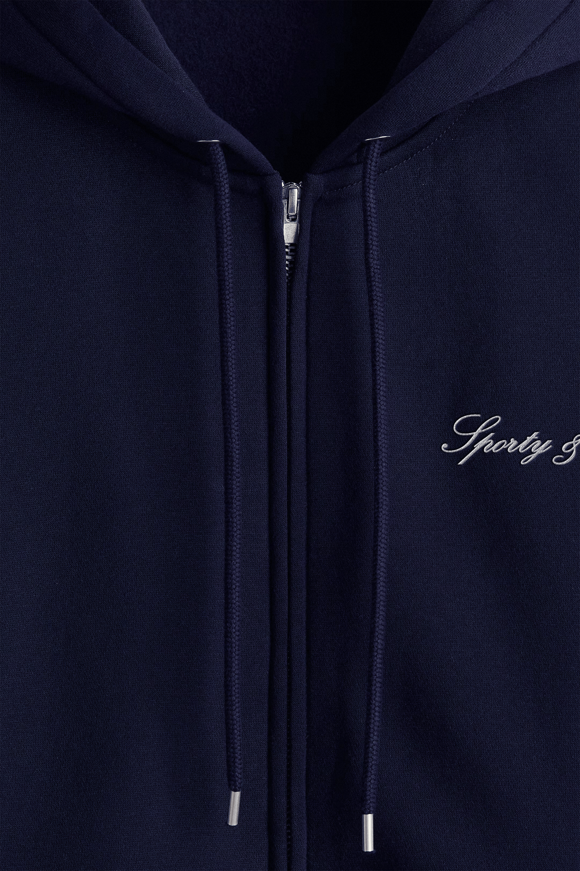 Signature Logo Embroidered Zip Hoodie - Navy