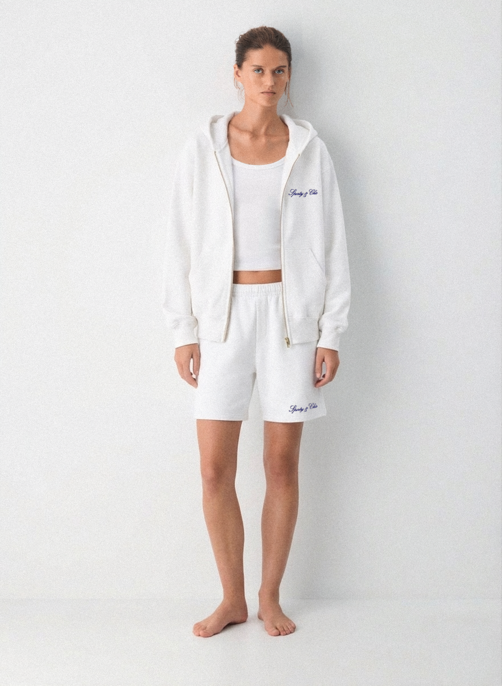 Signature Logo Embroidered Zip Hoodie - White