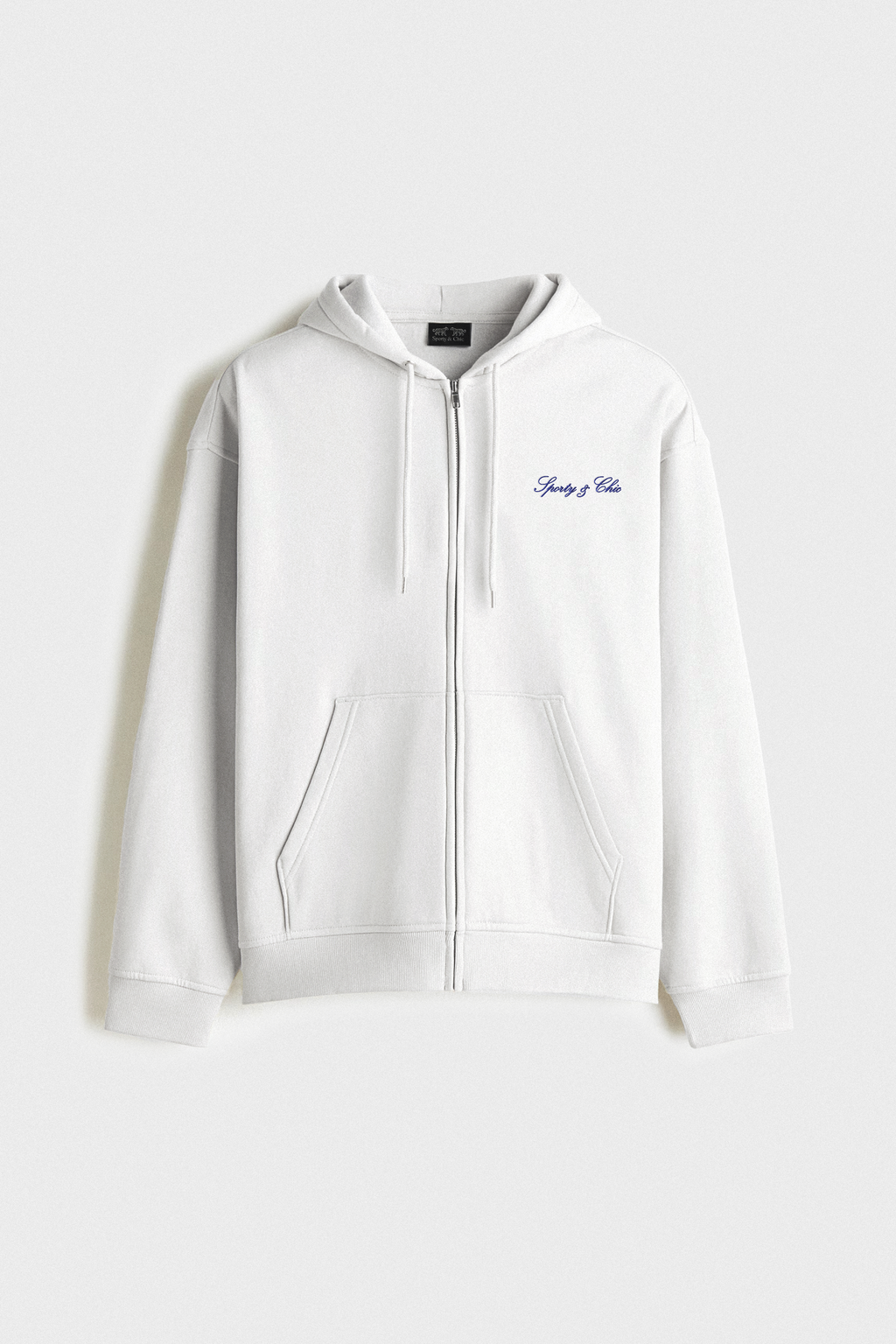 Signature Logo Embroidered Zip Hoodie - White