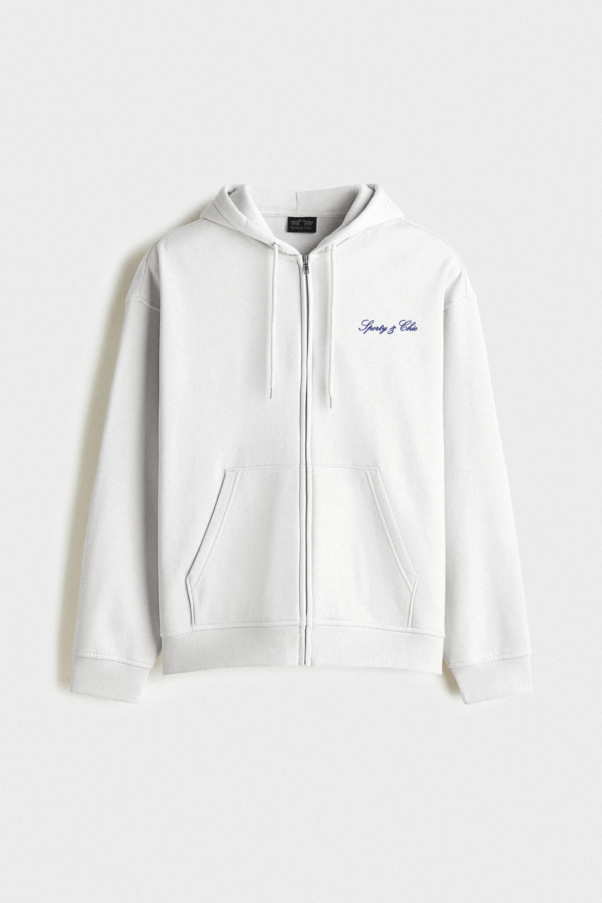 Signature Logo Embroidered Zip Hoodie - White