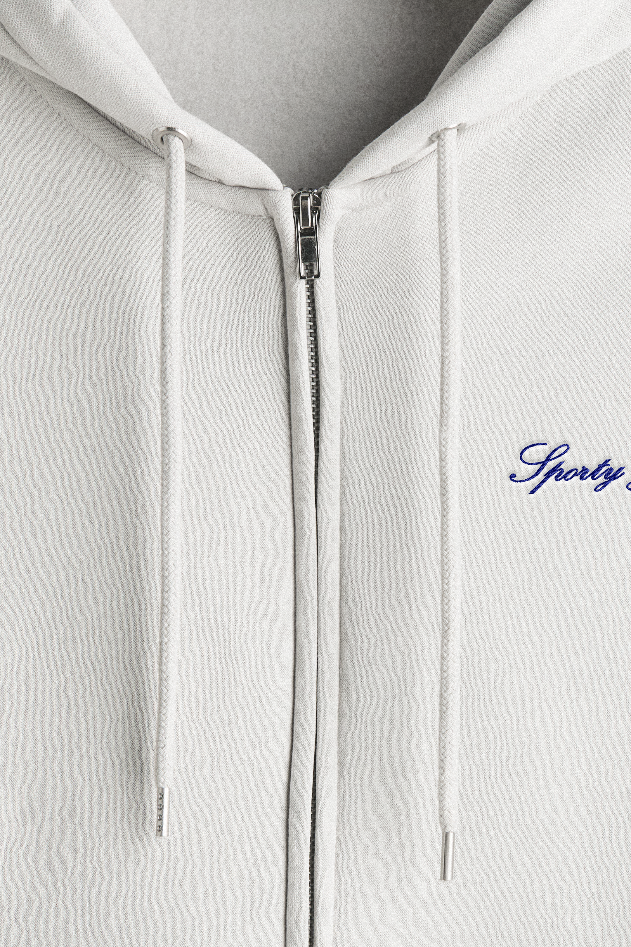 Signature Logo Embroidered Zip Hoodie - White