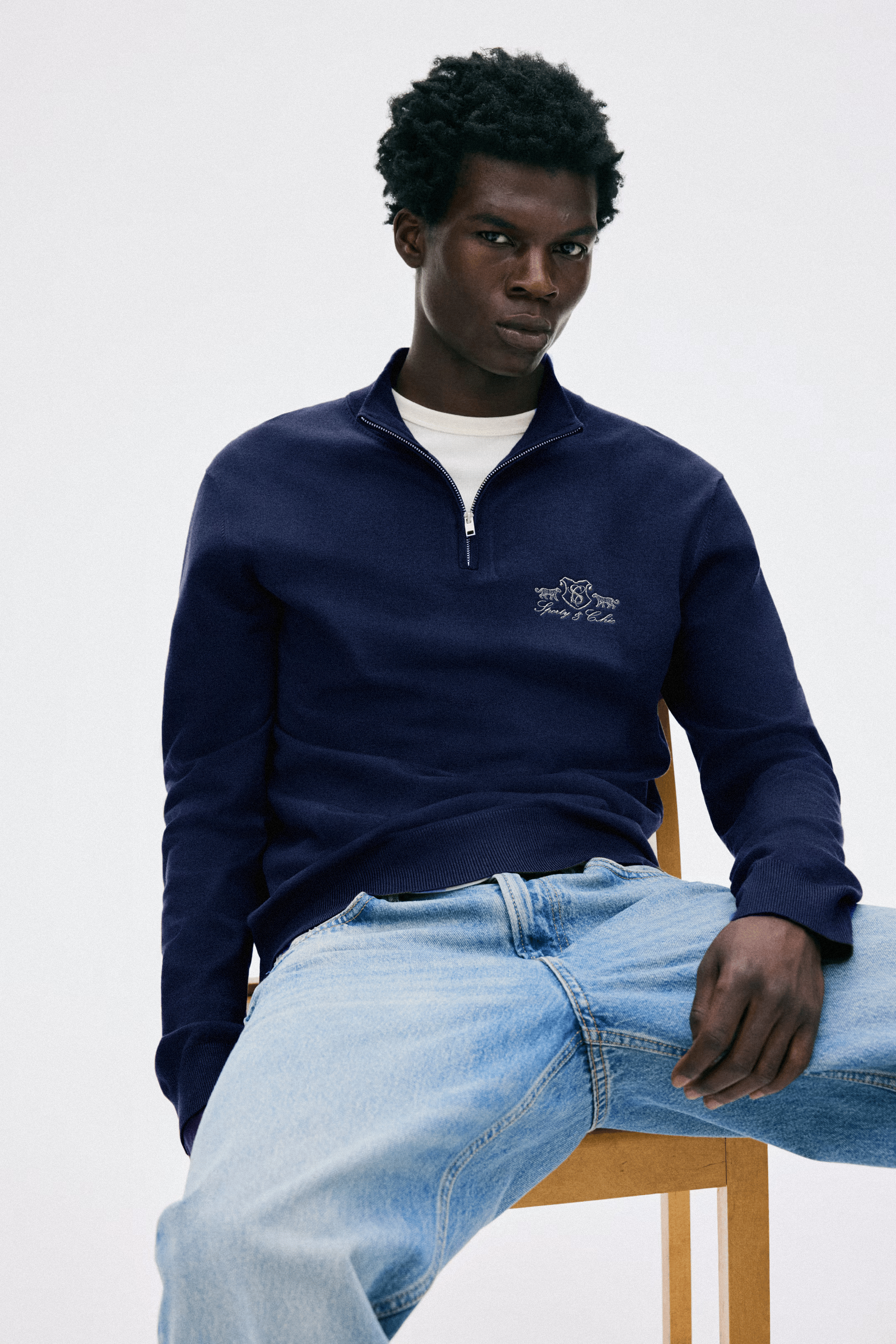 S&C Embroidered Quarter Zip Unisex- Navy