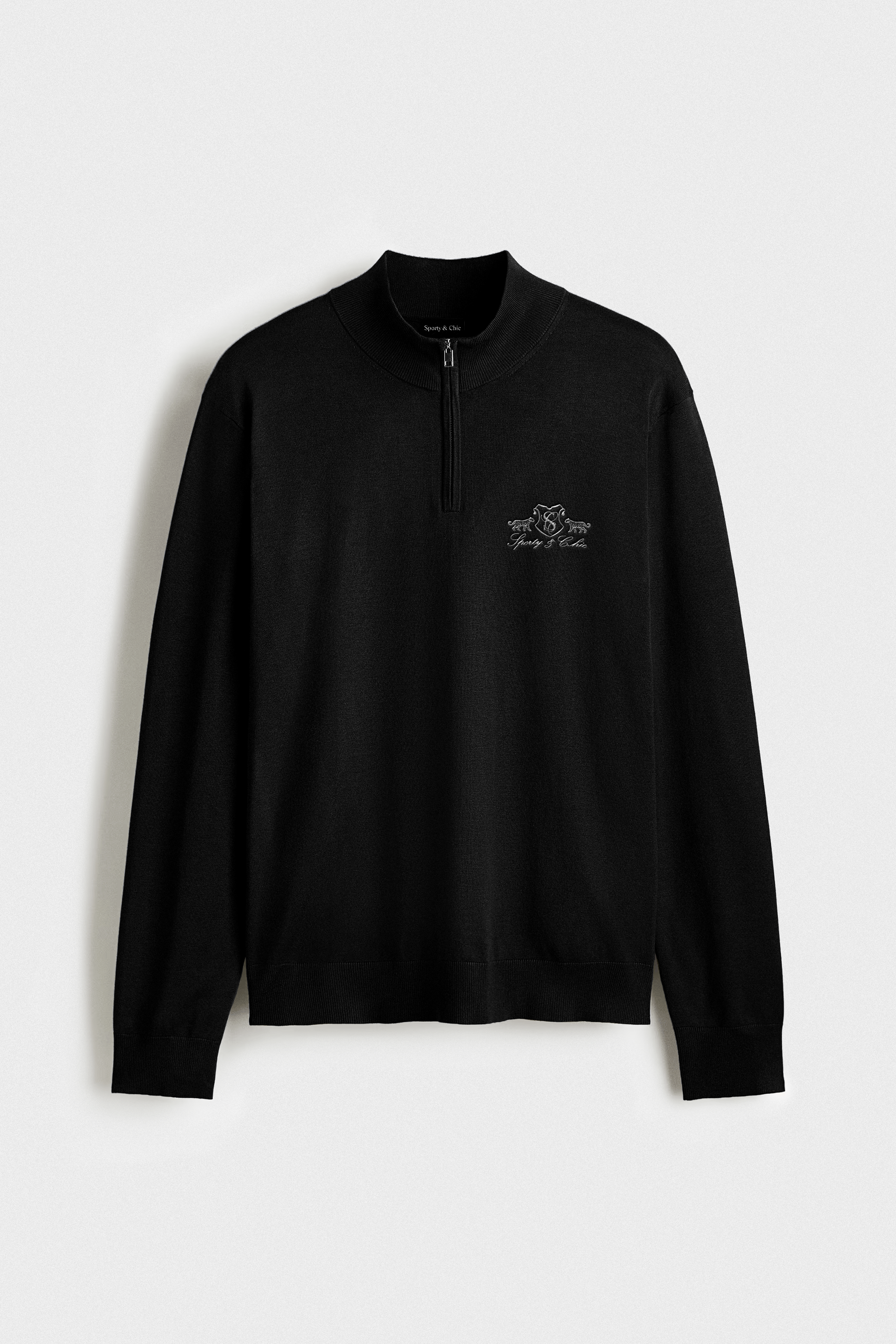 S&C Embroidered Quarter Zip Unisex - Black