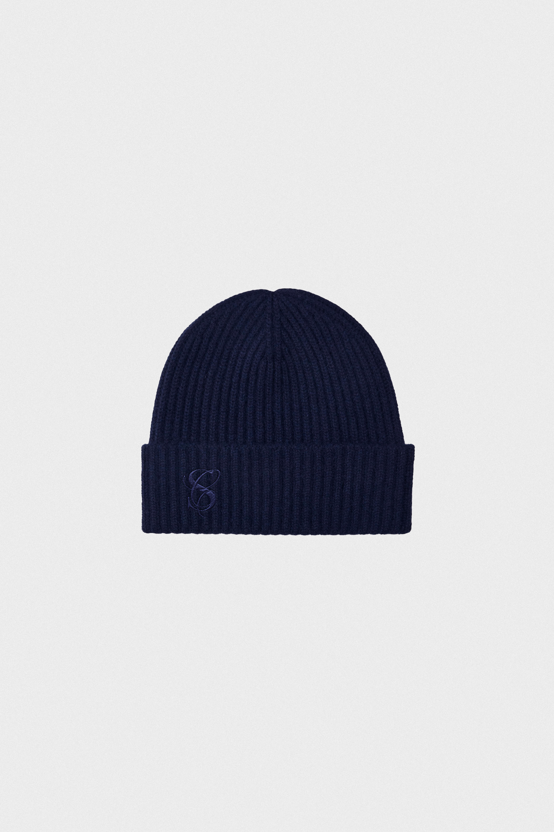 S&C Cashmere Wool Beanie - Navy