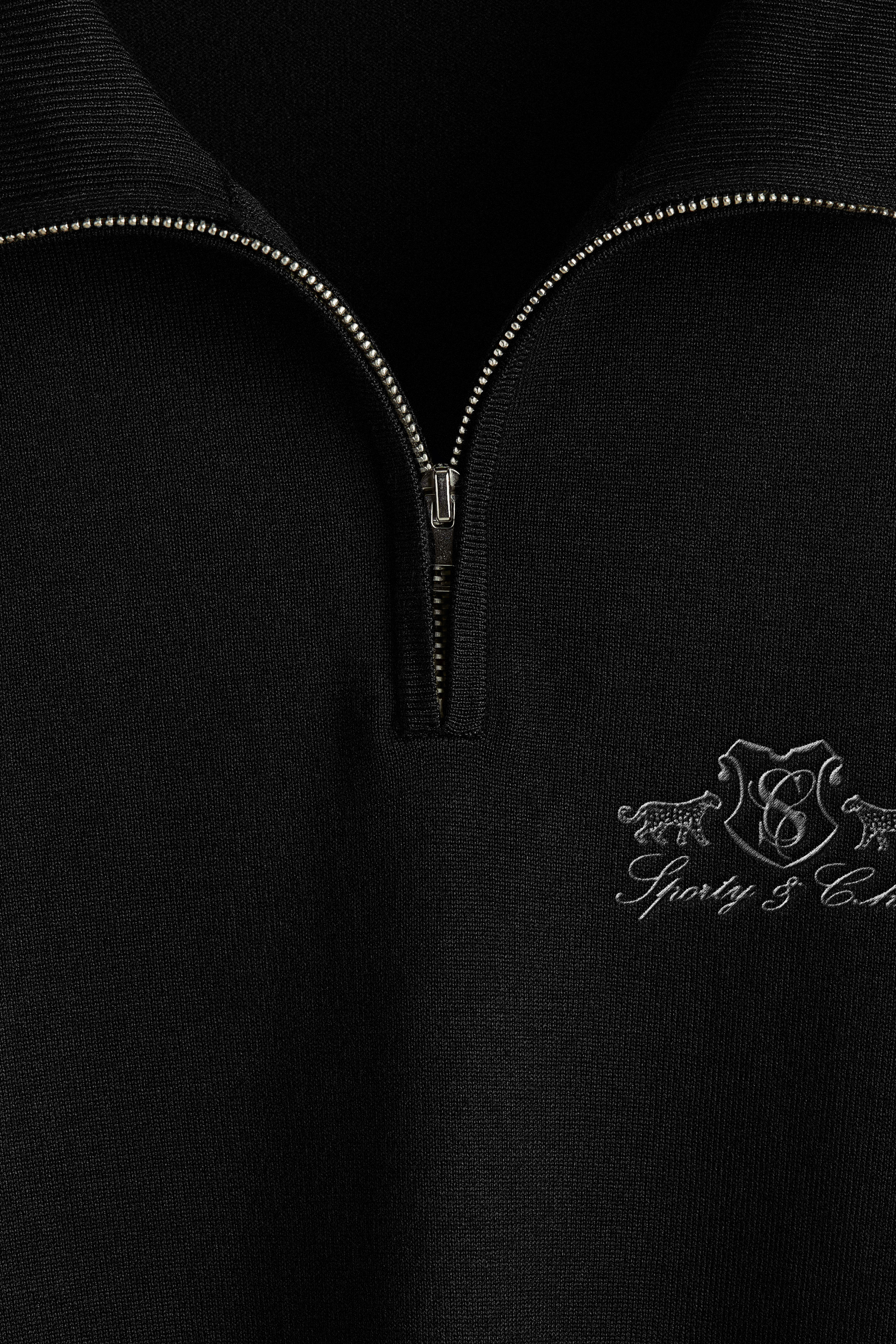 S&C Embroidered Quarter Zip Unisex - Black